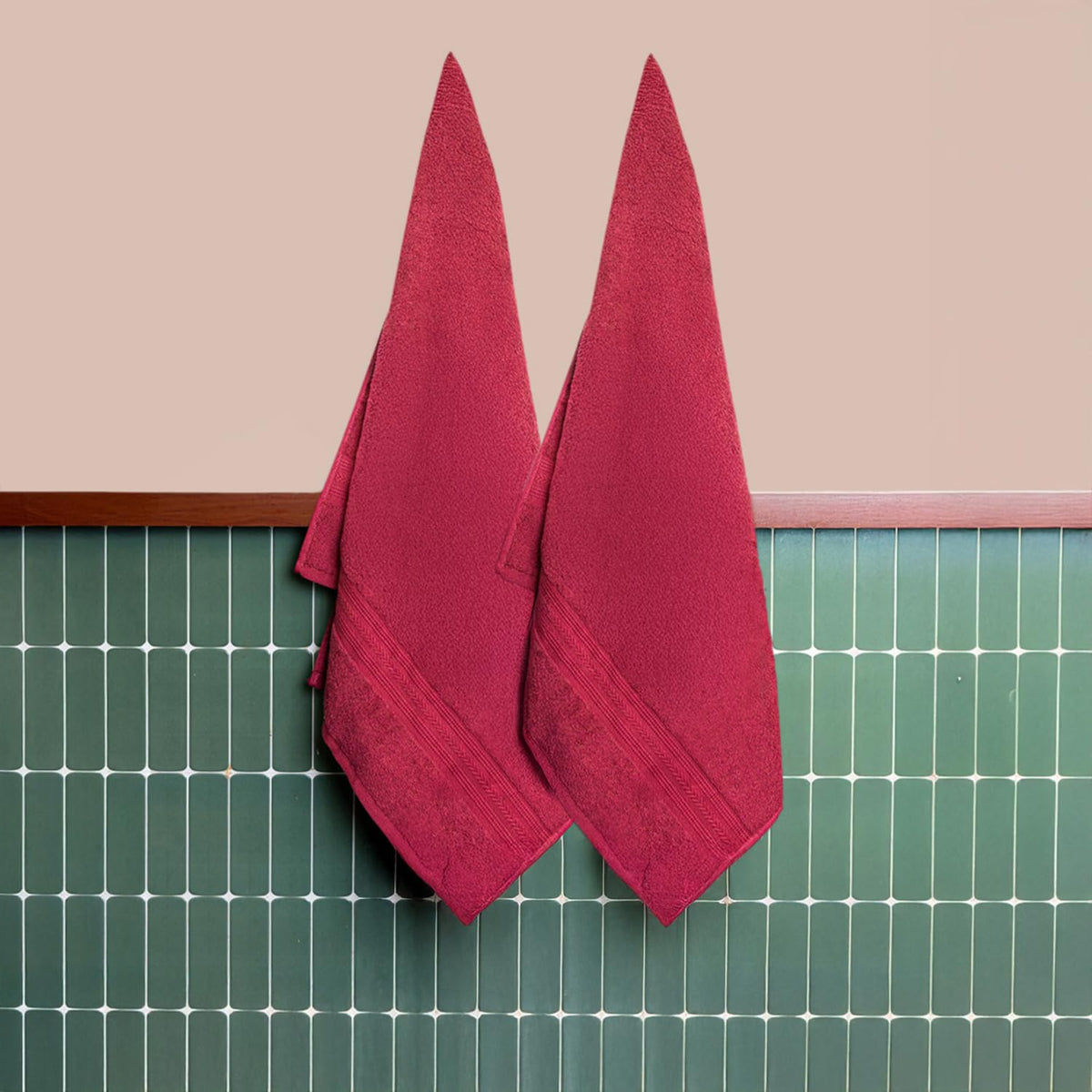 Himeya 100% Cotton Large Size Bath Towels 1000 Gsm | Soft & Absorbent - Wine Red (Pack Of 2)