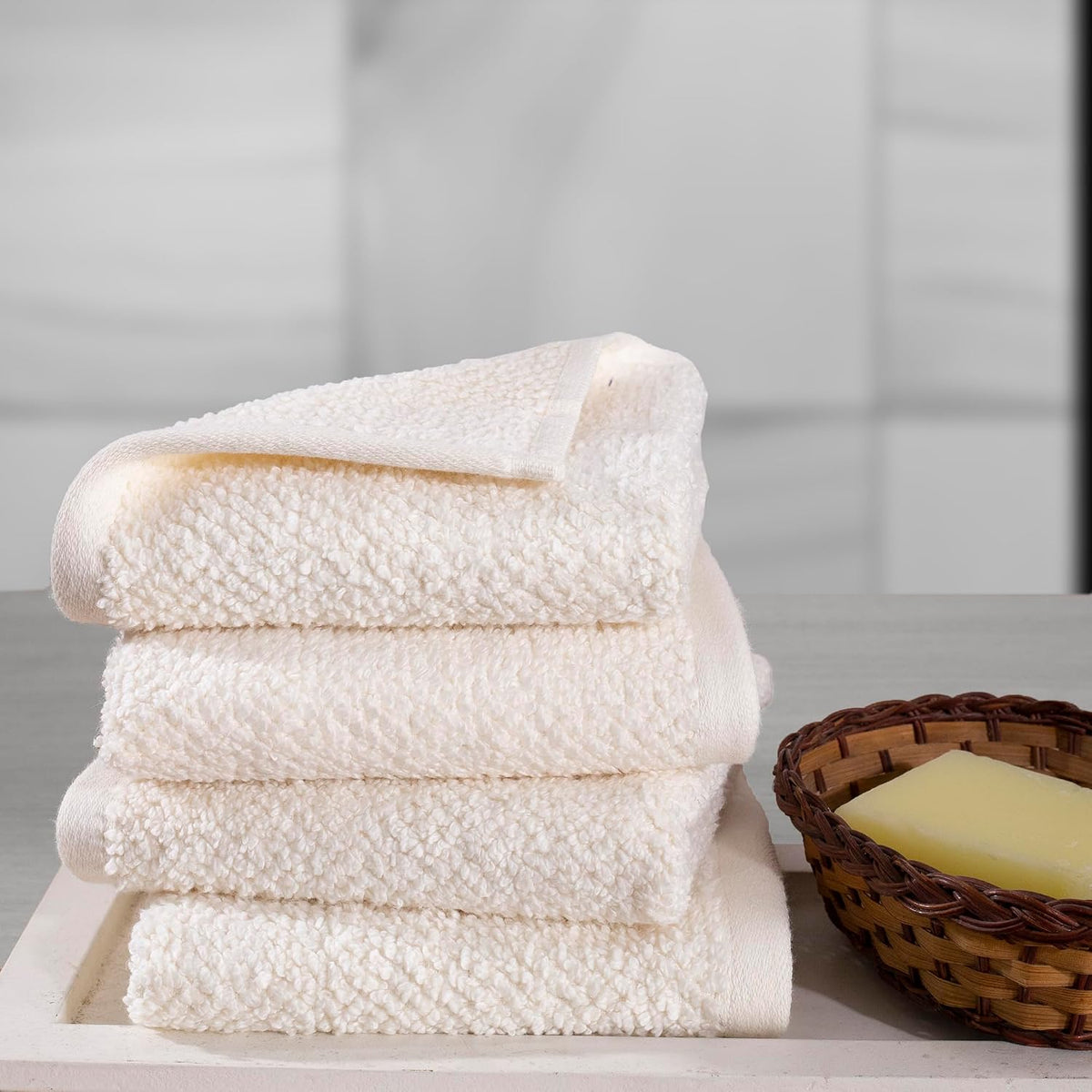 Maspar 100% Cotton Windsor Face Towel 480 Gsm (Beige) - Set Of 4