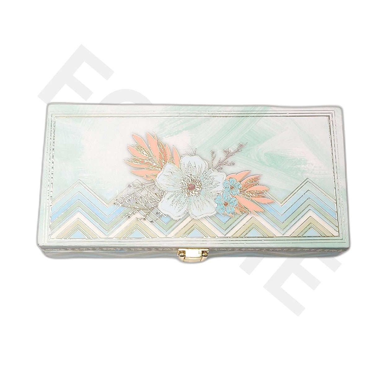 Fancy Shagun Cash Box Or Gaddi Box For Gifting Money On Wedding, New Born Baby, Ring Ceremony Pattern1pc, Material - Wood, Colour - Sea Green Flower