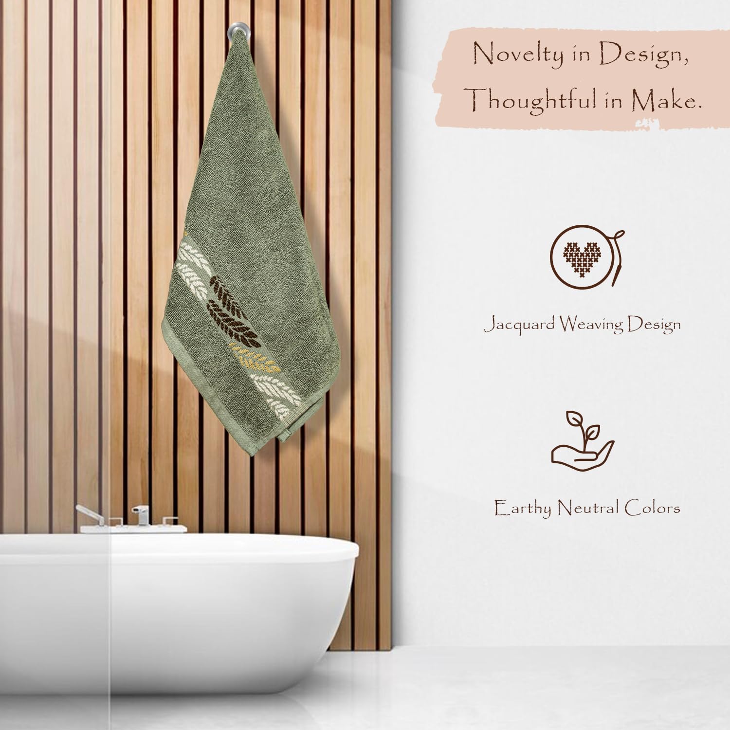 Rangoli Eartly Morgon 100% Cotton Bath Towel 600 Gsm | Durable Double Ply Cotton Bath Towel (Jacquard Border) - Green