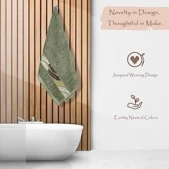 Rangoli Eartly Morgon 100% Cotton Bath Towel 600 Gsm | Durable Double Ply Cotton Bath Towel (Jacquard Border) - Green