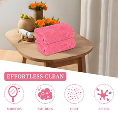 Kuber Industries Microfiber Cleaning Towel 200 Gsm | Reusable Cleaning Cloths For Kitchen, Duster & Home Cleaning Towel Hanging Loop - Pack Of 1 (Pink)
