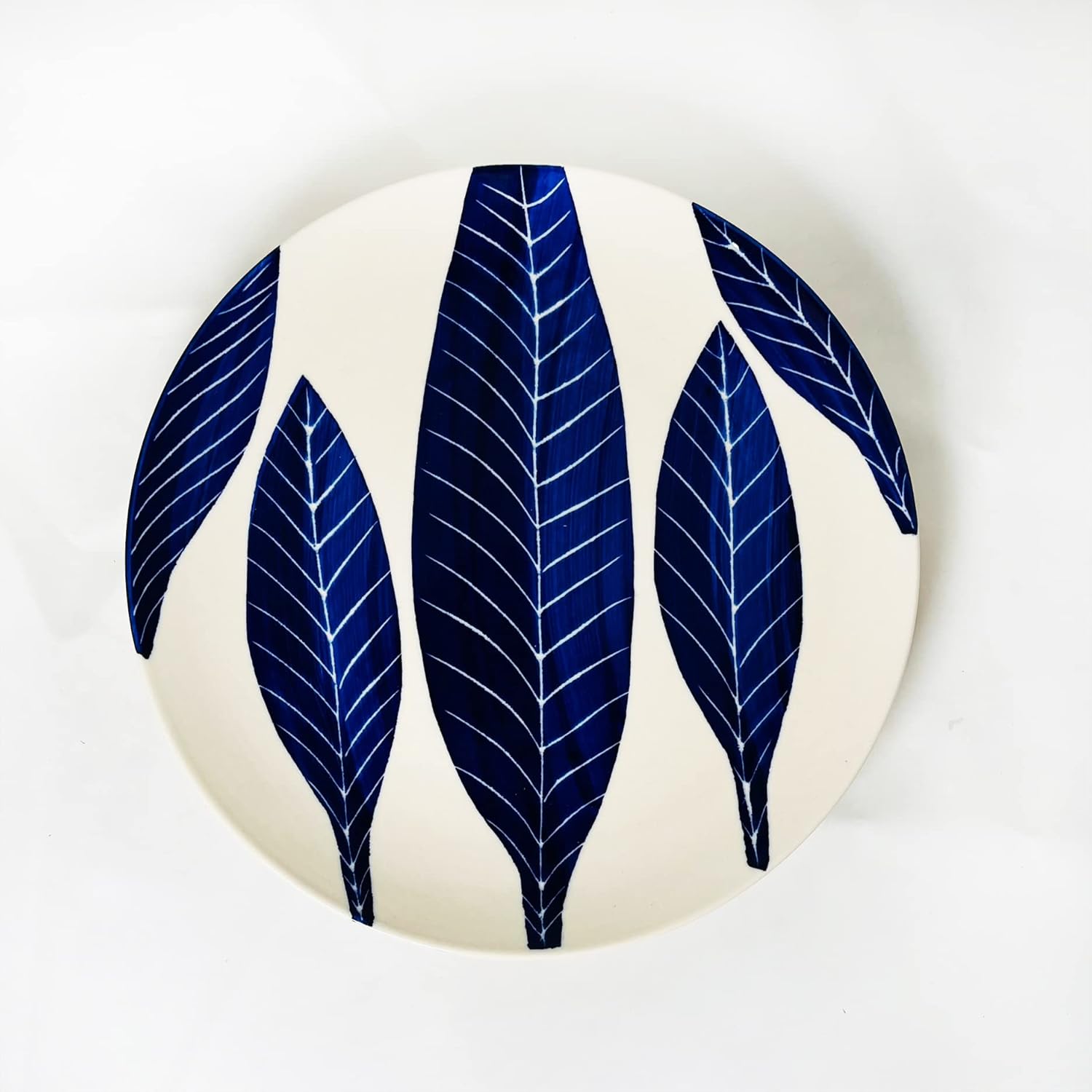 Patram Hand Painted Ceramic Quarter Plates Set Of 2, White & Blue | Small Side Plates For Dinner & Snacks - 7 Inch, 2 Pieces, Microwave Safe