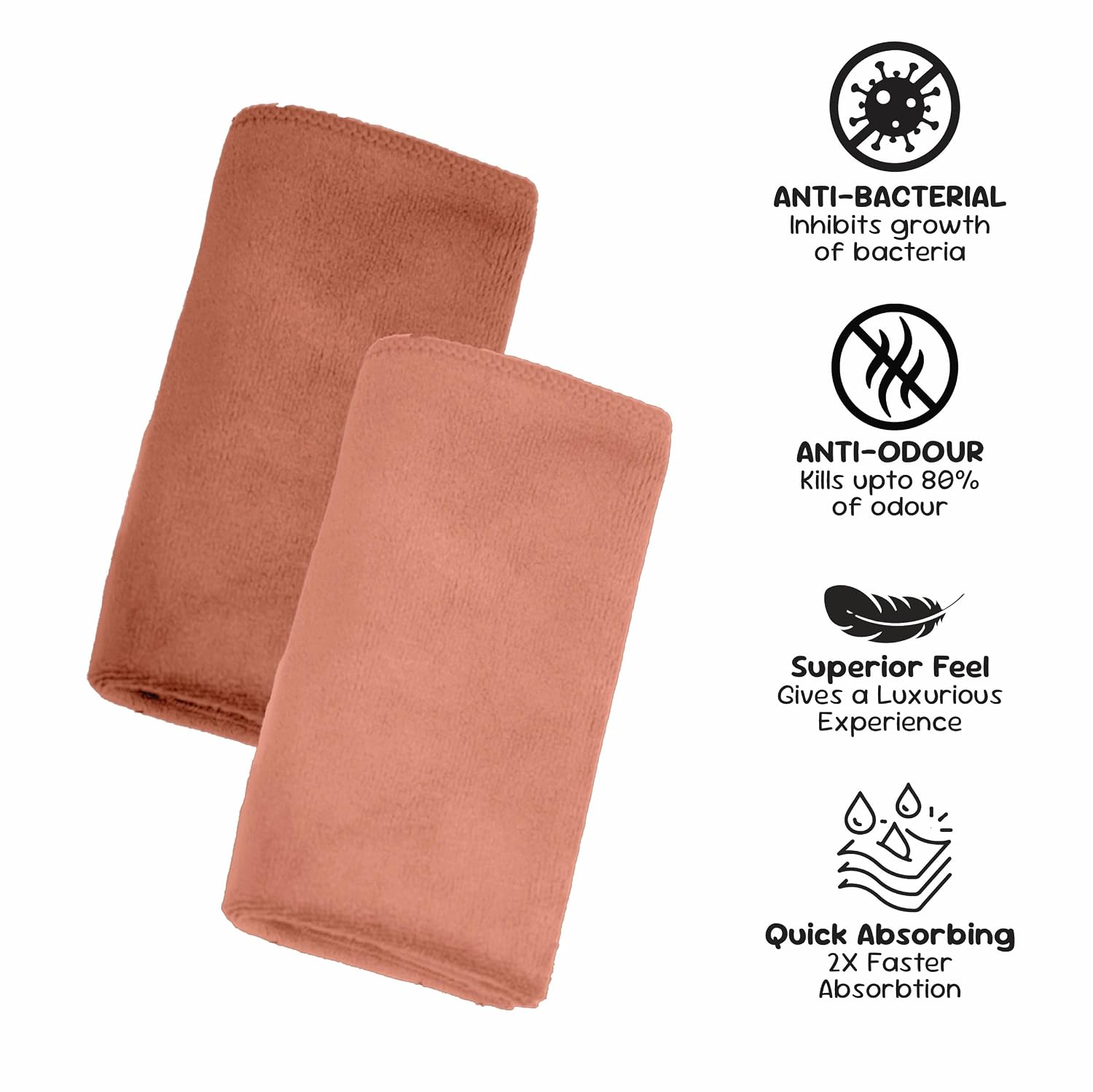 Housse Microfiber Hand Towel 800 Gsm | Premium Quality Towels Ultra Absorbent & Anti-Bacterial For Gym (Warm Beige & Rustic Chestnut) - Pack Of 4