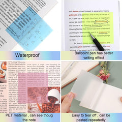 650 Sheets Sticky Notes Multi-Colored, Transparent, Waterproof & Writable, Self-Adhesive