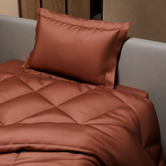 Single Bedsheet + Comforter With 1 Pillow Covers - 60 X 90 Inches, Brown | Ideal For Gift Special Occasions | Perfect Romantic Bedsheet For Couples