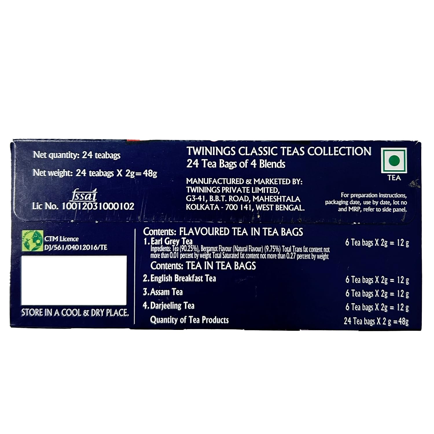 Twinings Classic Teas Collection Pack Includes 4 Different Flavors - English Breakfast Tea+ Earl Grey Tea+ Darjeeling Black Tea+ Assam Tea | 24 Enveloped Tea Bags, 48gm, 1.69 Ounce - Caffeine Free