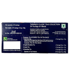 Twinings Classic Teas Collection Pack Includes 4 Different Flavors - English Breakfast Tea+ Earl Grey Tea+ Darjeeling Black Tea+ Assam Tea | 24 Enveloped Tea Bags, 48gm, 1.69 Ounce - Caffeine Free