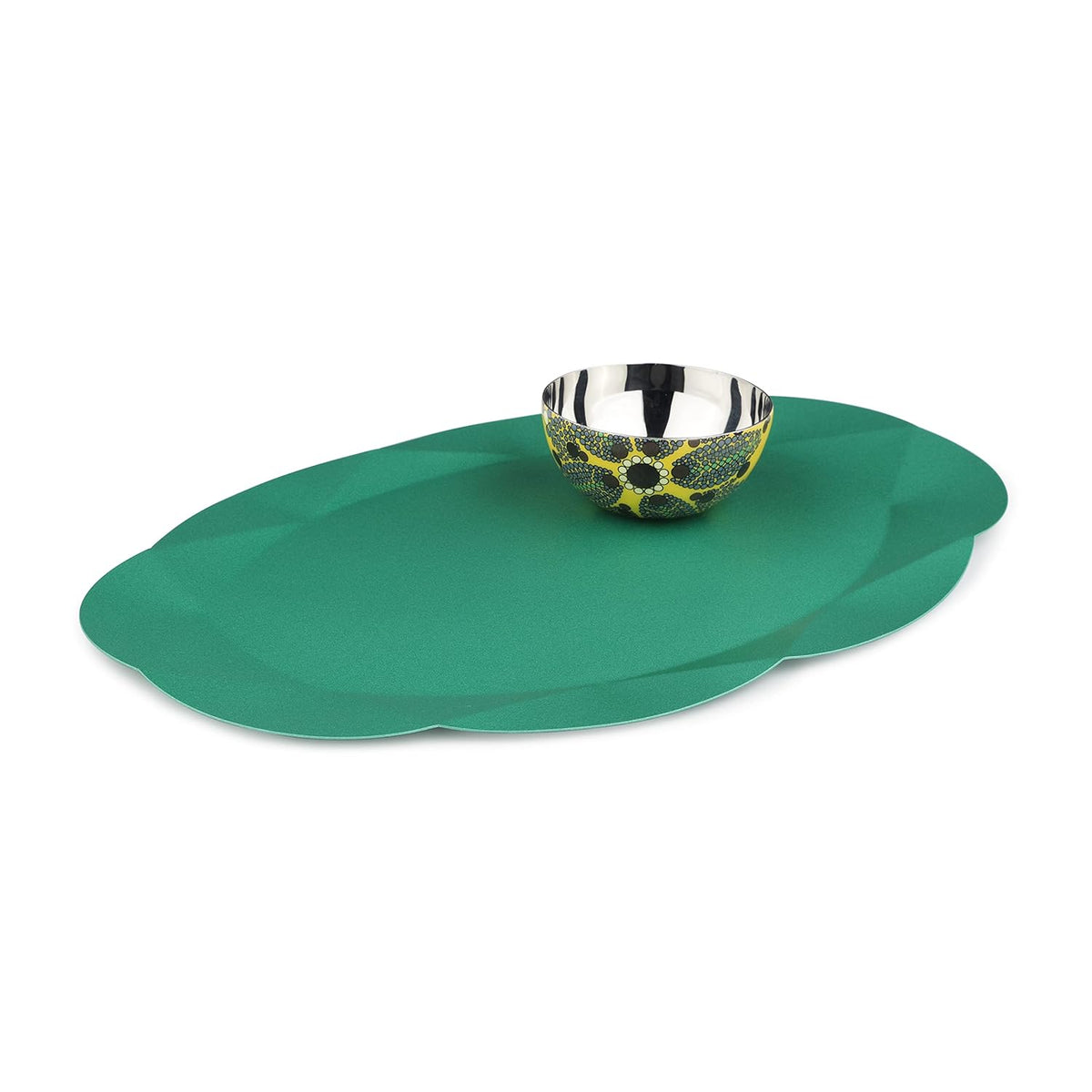 Modern Chip & Dip Platter With Dip Bowl - Masaai Series | Multipurpose Serving Bowl - Premium Gift Collection | Serve Ware & Tableware - Green Stainless Steel