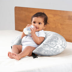 Feeding Pillow For New Born Baby, 5 In 1 Multipurpose Use, Nursing Pillow, White | Paisley Printed, For Breastfeeding With Cotton Removable Cover | Washable, Multi-Use & Easy To Clean