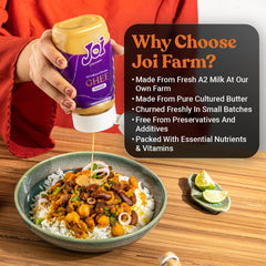 100% Pure Caramel Cultured A2 Cow Desi Ghee By Joi | Good Source Of Protein Fiber Healthy Authentic Bengali Taste Ghee | (200ml) 6.7 Ounce | Plastic Bottle