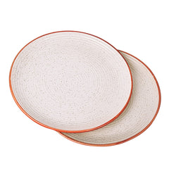 Studio Pottery Ribbed Ceramic Dinner Serving Plates Set Of 2 - Off White, Diameter: 10 Inches | Full Plates - Ceramic Platter - Fiesta Of Hope Collection
