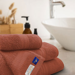 Sassoon Anatolia Bath + Hand & Face Towel 900 Gsm (Rust) - Pack Of 3