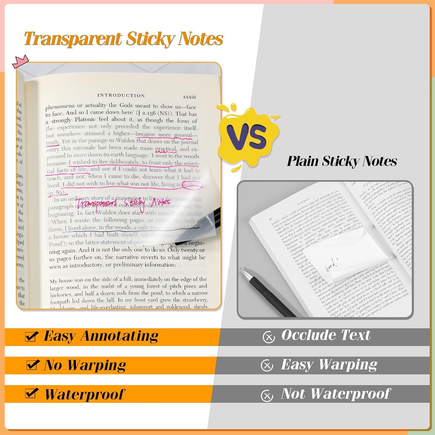 150 Sheets Transparent Sticky Notes Pads | Perfect For Reading Writing Notes Book Markers, Study