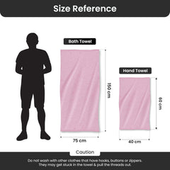 Bathriene Bamboo Hand Towels 400 Gsm | Ultra Soft, Absorbent & Quick Dry Towel (Plush Pink)- Set Of 2