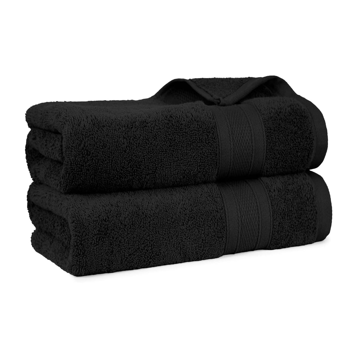 Trident Soft Comfort Air Rich 100% Cotton Bath Towels 500 Gsm | Large Size Bathroom Towels For Men/Women, 2 Pcs (Black)