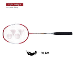 Yonex ZR 100 LIGHT Aluminium Badminton Racquet With Full Cover, Set Of 2 | Colour - Black + Red, Grip Size - G4 3 3/4 inches