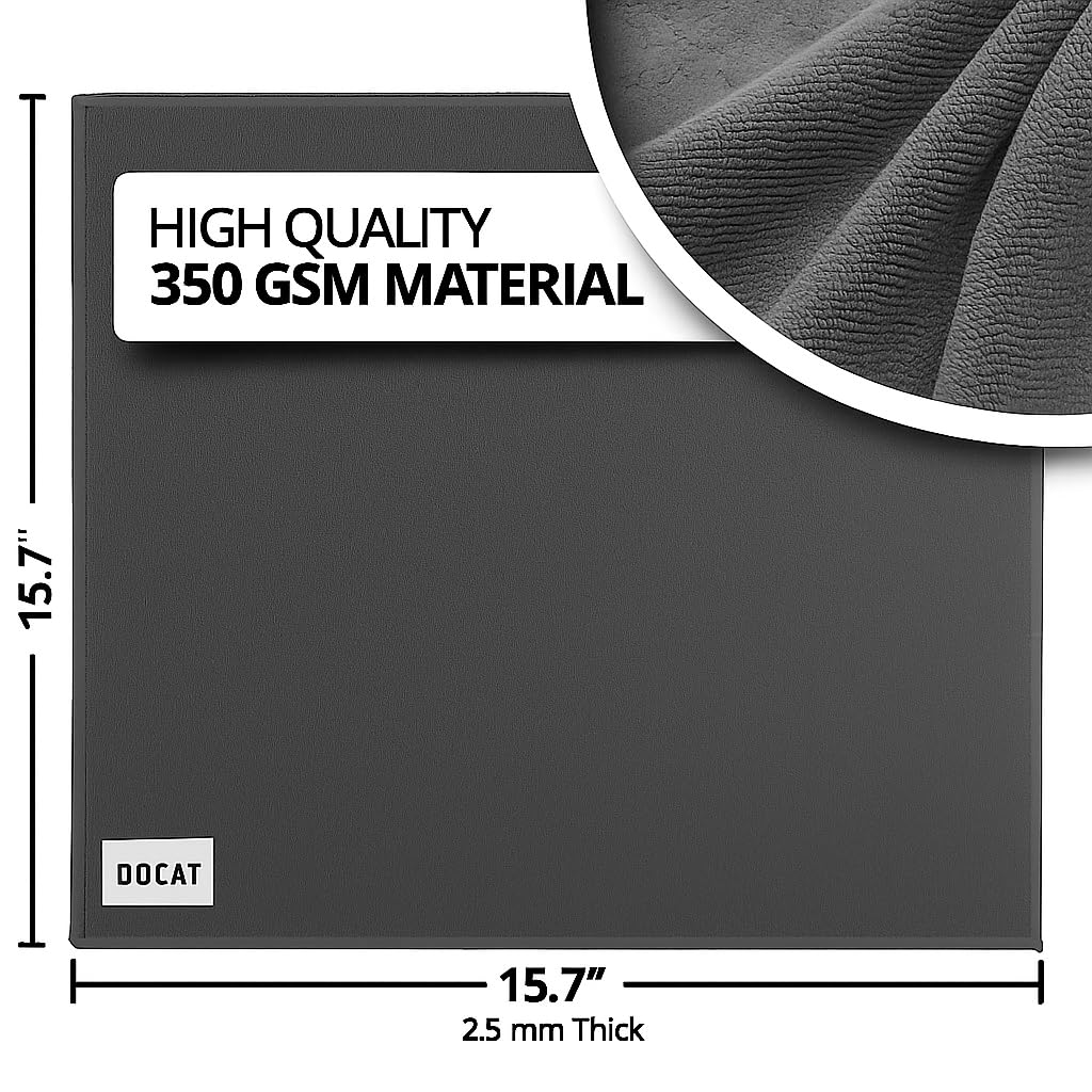 Docat Microfiber Cleaning Cloth 350 Gsm | Cleaning Towels For Kitchen Thick Lint & Streak-Free Multipurpose Cloths (Set Of 2) - Grey