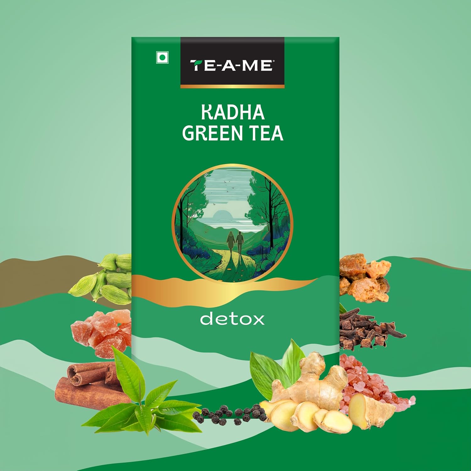 TE-A-ME Detox Kadha Green Tea - 100 Tea Bags | Reduces Weight Loss & Boosts Immunity - Contains Caffeine, Preservative Free