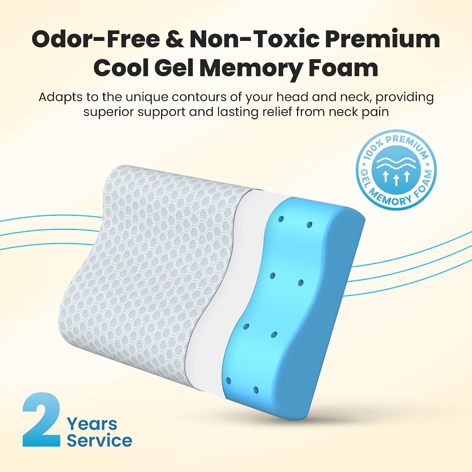 Cervical Pillow, Ventilated Cooling Gel Memory Foam Pillow, Grey - Medium Size | Orthopedic Pillow Neck Support Pillow For Sleeping, Neck & Shoulder Pain | Durable, Long Lasting - Pack Of 1
