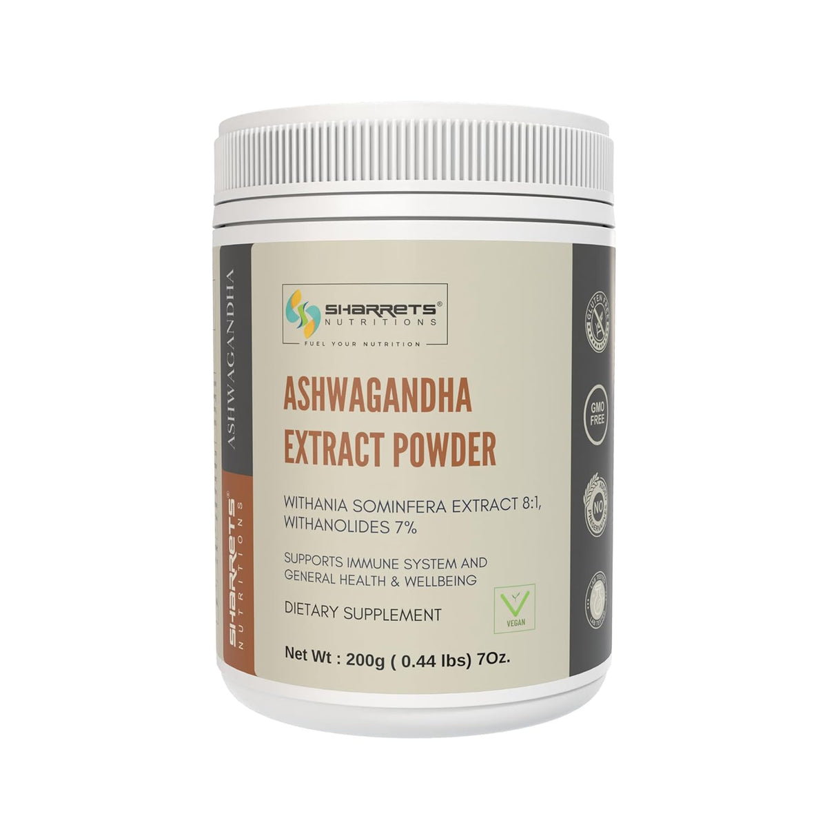 Sharrets Ashwagandha Extract Powder 8:1 - Withania Somnifera, Supports General Health & Wellbeing 7% Withanolides, Ndian Herbal Plant & A Powerful Adaptogenic Herb | 200gm 0.4lbs
