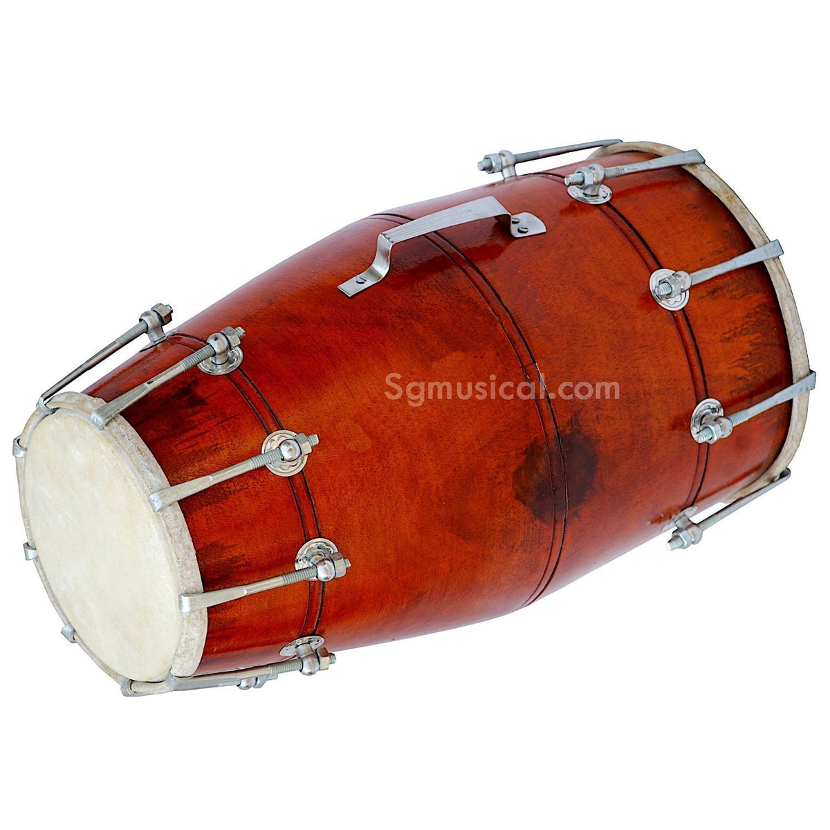 Mango Wood Bolt Tuned Dholak For Bhajan Wedding Party - Brown | Perfectly Symmetric Round Dholak - Dholak For Festival, Wedding, Satsang | Very Easy To Tune, Best Toy For Kids