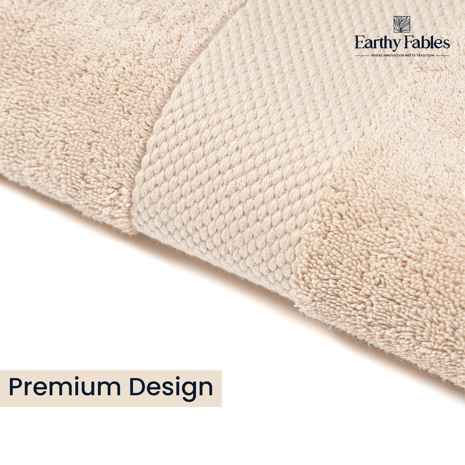 Earthy Fables Premium Hand Towels 600 Gsm | 100% Combed Cotton, Ultra Soft Quick Dry & Highly Absorbent, For Home, Gym & Travel | Set Of 4 (Beige)