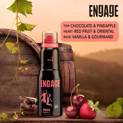 Engage Rush Deodorant For Men | Fruity And Sweet , Skin Friendly Fragrance Body Spray 150ml 5 Fl.oz.