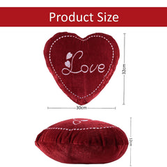 Heart Shape Pillow, Soft Cushion Pillow For Car & Room Decoration, Love Print - Cherry Red - 12 Inches | Decorative Plushie Cushions For Sofa & Bed | Head Rest, Multipurpose Use - Set Of 20