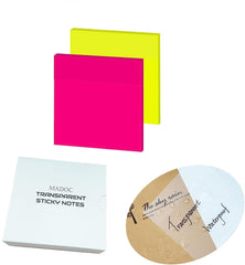 Transparent Sticky Notes Color Self-Stick Writing Pad | Office Stationery Art, Craft Pink & Yellow