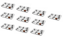 Silver Stainless Steel Sandwich Tray Set, 5 Pieces, Microwave Safe | Set Of 5 Individual Trays In 1 - Pack Of 10, Rectangular Shape