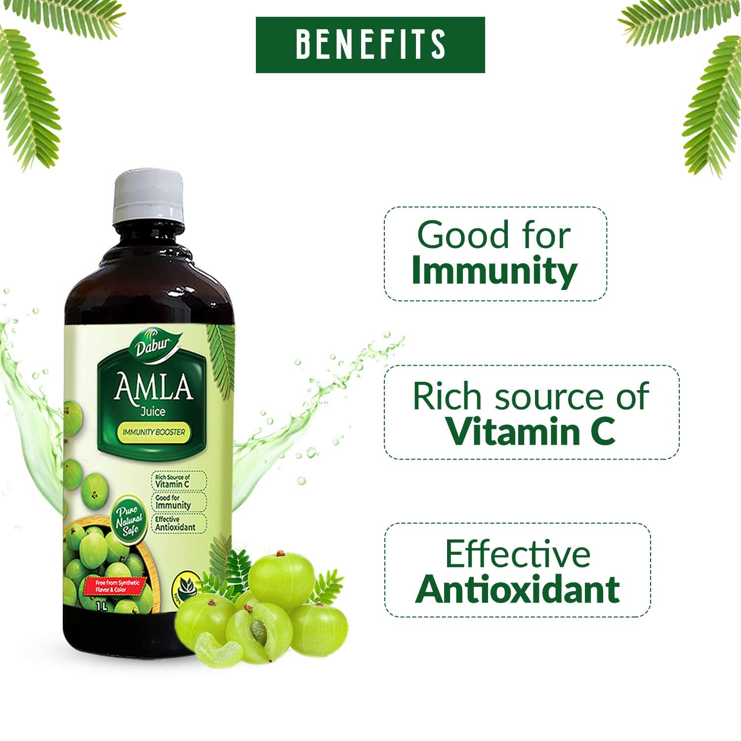 Dabur Amla Juice Rich Source Of Vitamin C Effective Antioxidants For Immunity Boosting Pure, Natural & 100% Ayurvedic Juice | 1 Litre 2.2lbs