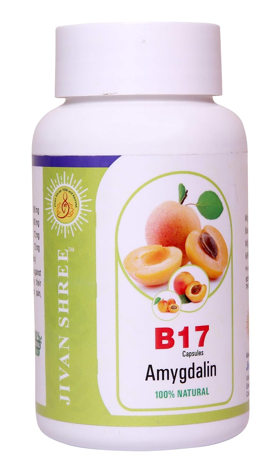 Jivan Shree Vitamin B17 500 Mg Purest Amygdalin 99.5% (Apricot Kernel) Extract 100% Organic Natural Antioxidant Immune Booster | 60 Capsules, 100gm 0.2lbs