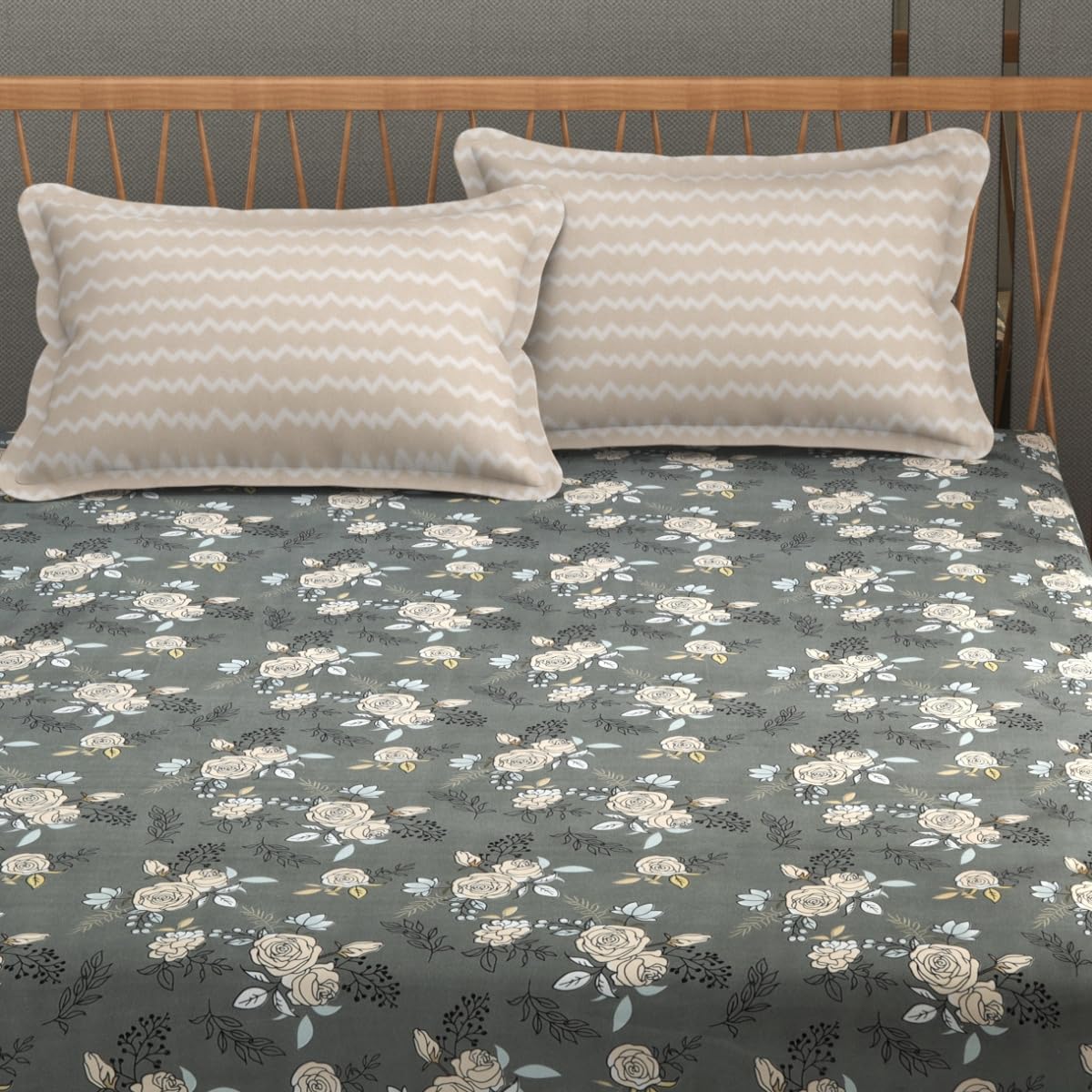 Includes 1 Queen Size Bedsheet With 2 Matching Pillow Covers - 90 X 100 Inches, Maze Grey | Ideal For Modern Indian Bedrooms, Guest Rooms, & Everyday Home Use