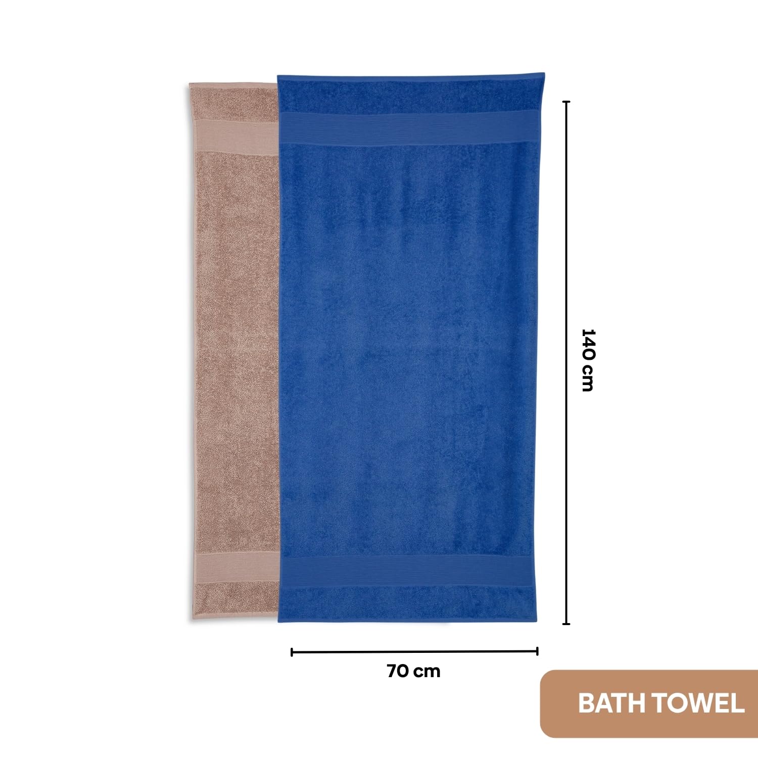 Haus & Kinder Harmony Combed Bath 1800 Gsm | Ultra Soft, Super Absorbent 100% Cotton Towels For Bathroom, Gym, Travel, Sports & Yoga | Cobalt & Almond (Pack Of 6)