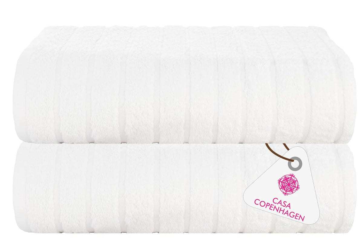 Casa Copenhagen Egyptian Cotton Exotic Hand Towel 400 Gsm (Es White)- 2 Pcs