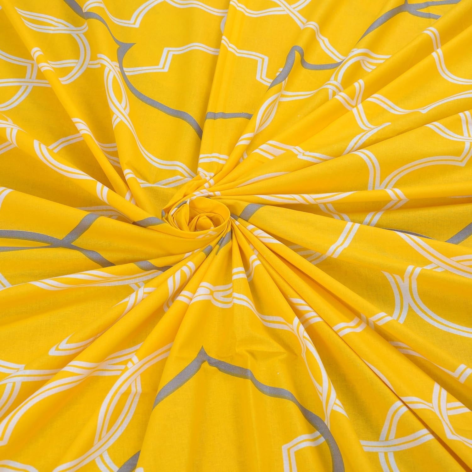 Bedsheet For Double Bed With 2 Pillow Covers - 88 X 96 Inches, Yellow & Grey | Ideal For Guest Houses, & Daily Home Use Queen Size Bedsheet