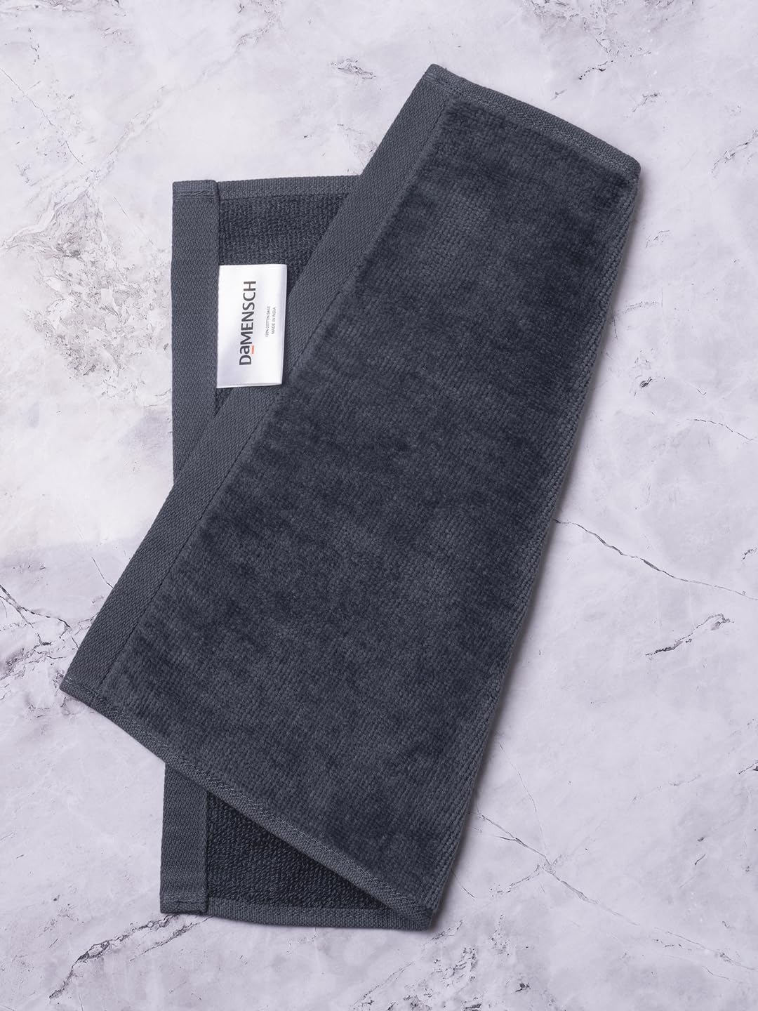 Damensch 100% Cotton Face Towel 300 Gsm | Super Soft Gym For Workout, Ultra Absorbent Towel Quick Dry Face Towel - Twilight Grey (Pack Of 2)