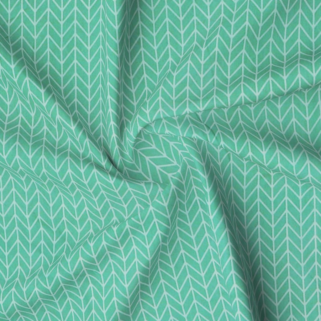 1 Single Bedsheet With 1 Pillow Cover - 48 X 72 X 8 Inches, Green & White | All Around Elastic Fitted Bedsheets | Hand Wash Or Machine Wash Warm