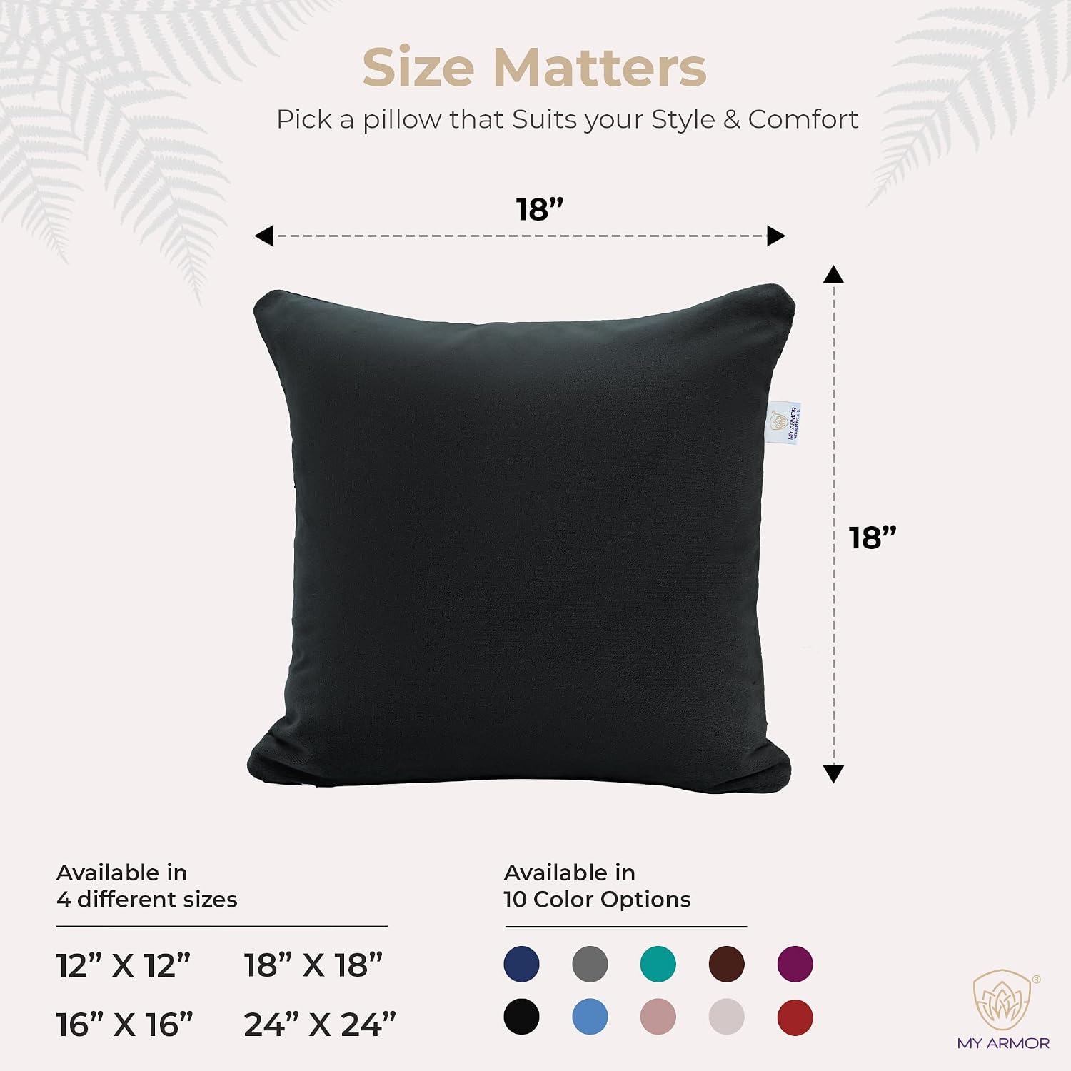 Microfiber Square Soft Pillow Cushion For Sofa & Bed, Black - 18 X 18 Inch | Fluffy Pillow For Comfort & Back Support | Breathable, Washable | Premium Velvet Cover With Zip - Pack Of 5