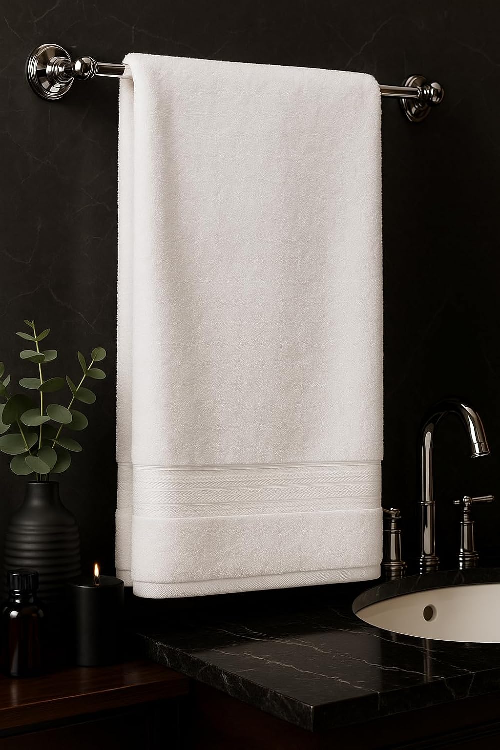 Bombay Dyeing 100% Cotton Tulip Bath Turkish Towel 500 Gsm | Super Soft & Ultra Absorbent Bath Towel (White)
