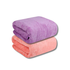 Fezora Microfiber Bath Towels | Extra Soft Plush & Quick Dry High Absorbency With Large Size Towels For Bathing (Pack Of 2, Orange & Purple)