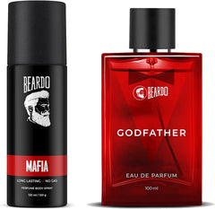 Beardo Godfather Eau De Parfum & Mafia Long Lasting No Gas Perfume Body Spray 220ml 7.4 Fl.oz. Pack Of 2 | Best Gift Set For Men