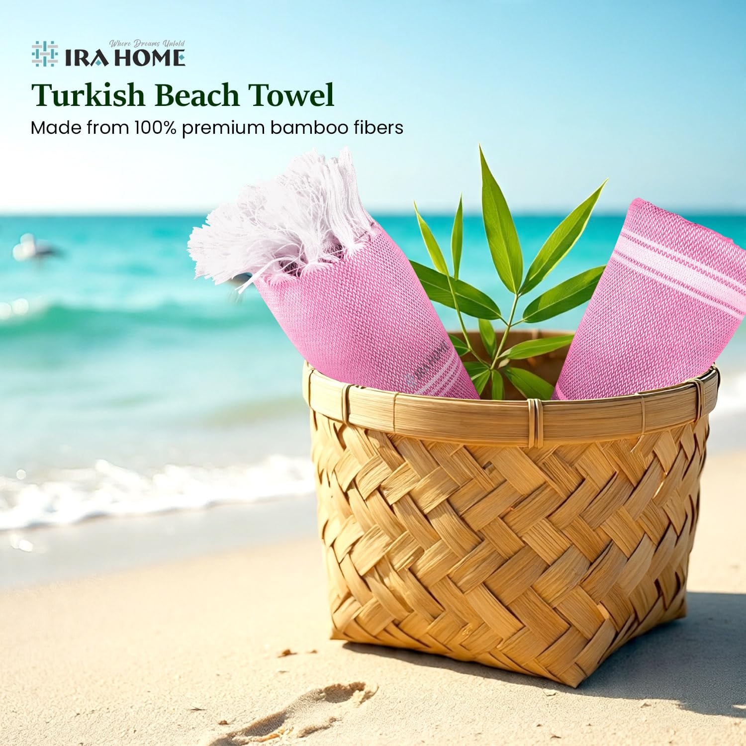 Ira Home 100% Organic Bamboo Bath Towel 350 Gsm | Ultra Soft, Quick Dry, Super Absorbent, Lightweight Bath Towel (Pink)