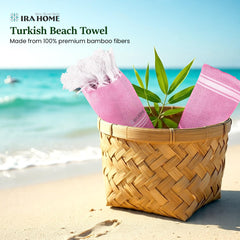 Ira Home 100% Organic Bamboo Bath Towel 350 Gsm | Ultra Soft, Quick Dry, Super Absorbent, Lightweight Bath Towel (Pink)