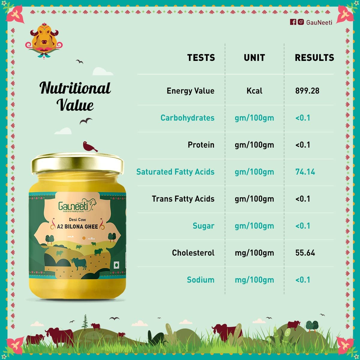 100% Natural Desi Cow Bilona Ghee By Gauneeti | Good Source Of Protein Fiber Healthy Desi Ghee For Moisturizing & Nourishing | (500ml) 16.9 Ounce | Jar Pack