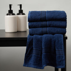 Kopa By Bianca Hand & Gym Towel 800 Gsm | 100% Cotton Soft Terry D'Ross Collection (Navy Blue)- 4 Piece