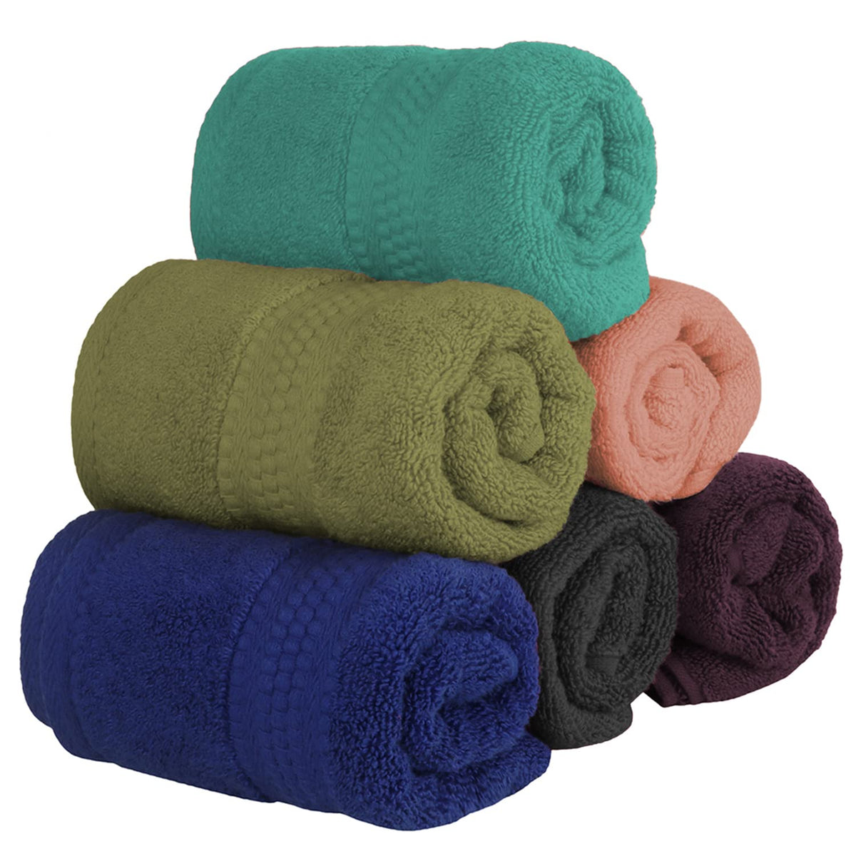 Cloth Fusion 100% Cotton Hand Towels 575 Gsm | Soft & Absorbent Gym Towel For Men Workout (Multicolour)- Set Of 6