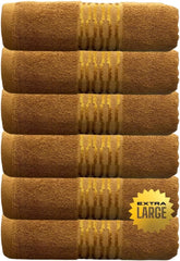 Zibell Luxurious Design Hand Towels With Exceptional Durability Absorbent Shower Towels 1200 Gsm (Golden Brown) - Set Of 6