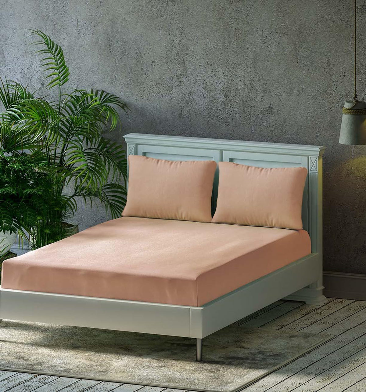 Breathable Queen Size Flat Bedsheets Set With 2 Pillow Covers | 86 X 104 Inches, Apricot - Pure 100% Cotton | Soft Skin Safe All Season Soft Fabric